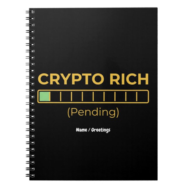 Caderno Espiral Rico em Criptomoedas Pendente Barra de Carregament (Frente)