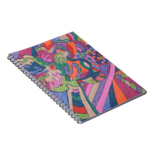Caderno Espiral "Ride the Groovy Rainbow" Abstrato Art