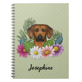 Caderno Espiral Ridgeback Cabeça Colorida Flores E Nome