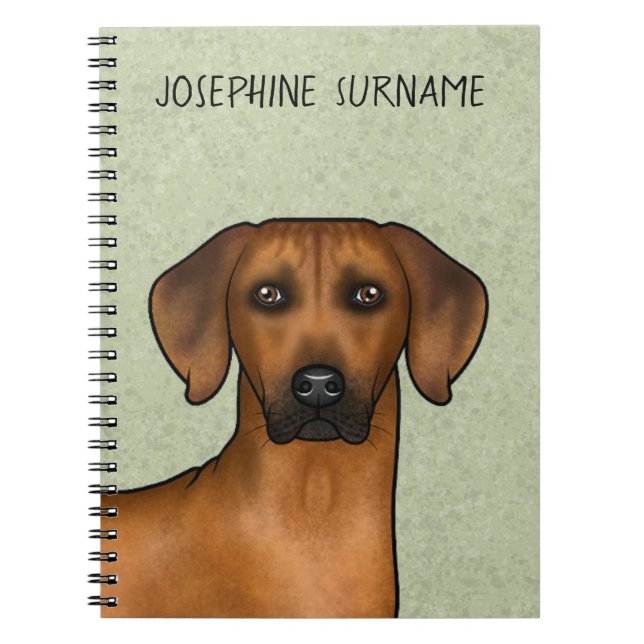 Caderno Espiral Ridgeback, Cão E Texto De Leão Africano Cute (Frente)