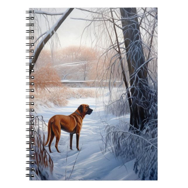 Caderno Espiral Ridgeback da Rodésia Deixou nevar o Natal (Frente)