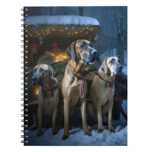 Caderno Espiral Ridgeback Ridgeback Snowy Sleigh Decência de Natal (Frente)