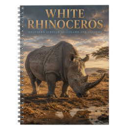 Caderno Espiral Rinoceronte Branco Savana ANIMAIS