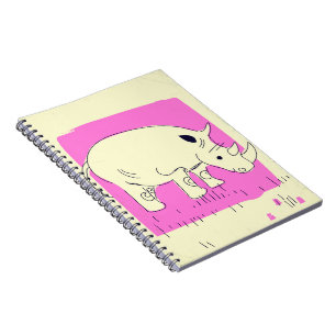 Caderno Espiral Rinoceronte estilo vintage desenho animado