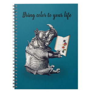 Caderno Espiral Rinoceronte leitor adora livros
