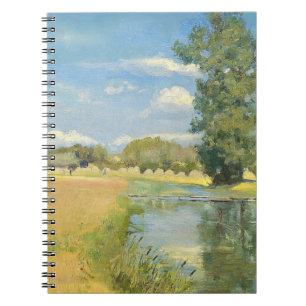 Caderno Espiral Rio através de uma paisagem de colheita, Verão
