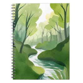 Caderno Espiral Rio de Verde | Pintura em Aquarela da Floresta