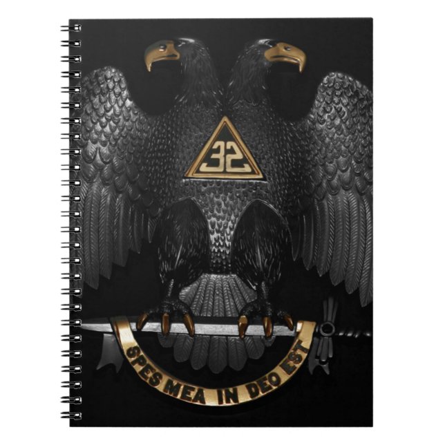 Caderno Espiral Rito escocês pedreiro Eagle de 32 graus (Frente)