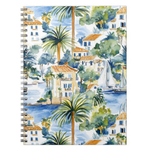 Caderno Espiral Riviera Francesa Palmeiras Tropicais