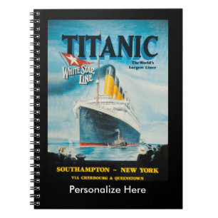 Caderno Espiral RMS Titanic Viagem Ad