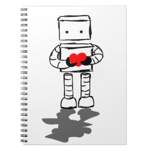Caderno Espiral Robô com coração