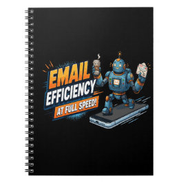 Caderno Espiral Robô de Produtividade de E-mail Rápido