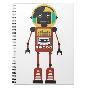 Caderno Espiral Robô de rádio retrô