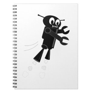 Caderno Espiral Robô Voador Negro