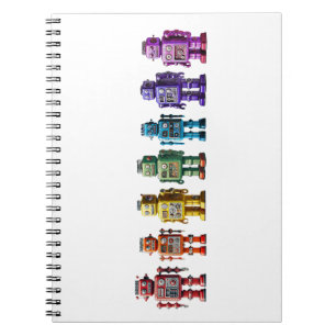 Caderno Espiral Robôs Arco-íris