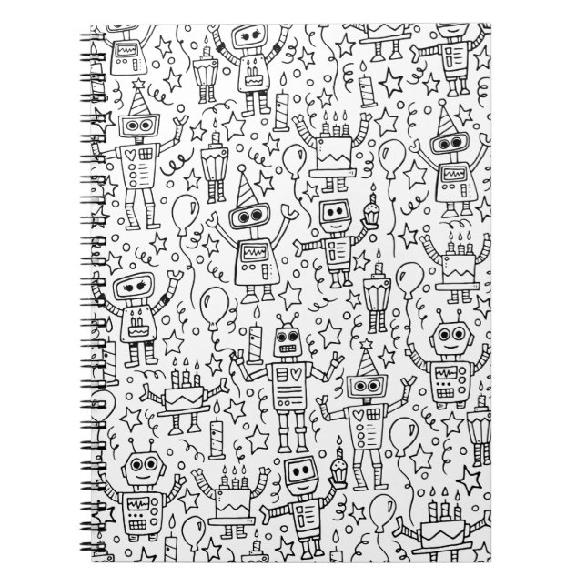 Caderno Espiral Robôs do aniversário (Frente)
