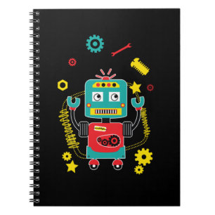 Caderno Espiral Robôs engraçados, ferramentas para malabarismo