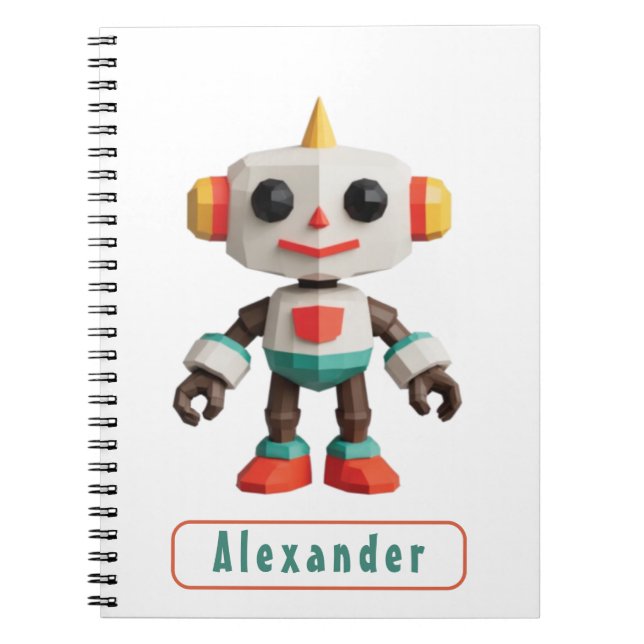 Caderno Espiral Robôs Personalizáveis para Crianças (Frente)