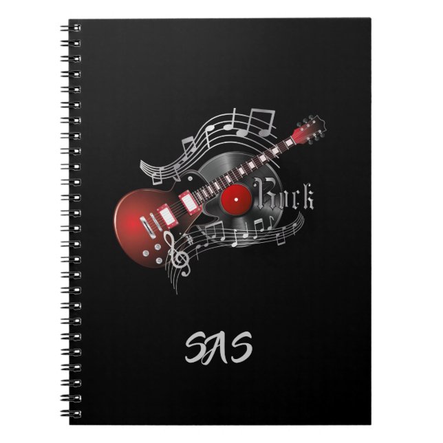 Caderno Espiral Rock Guitar - Vermelho (Frente)