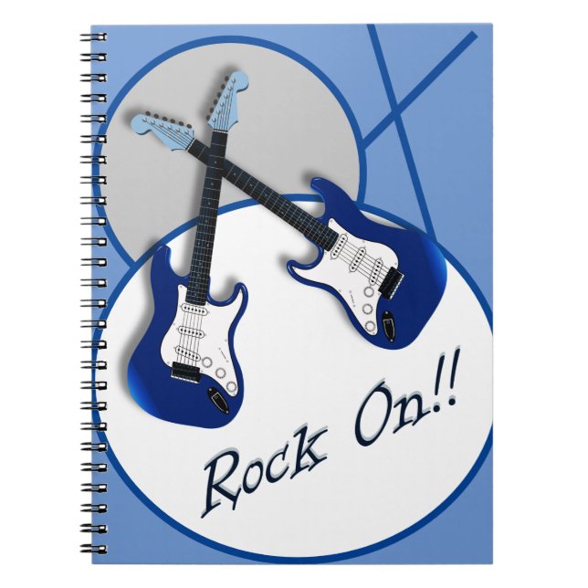 Caderno Espiral Rock No Notebook De Violão Azul Duplo (Frente)