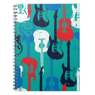 Caderno Espiral Rock Star: Padrão Grunge do Violão