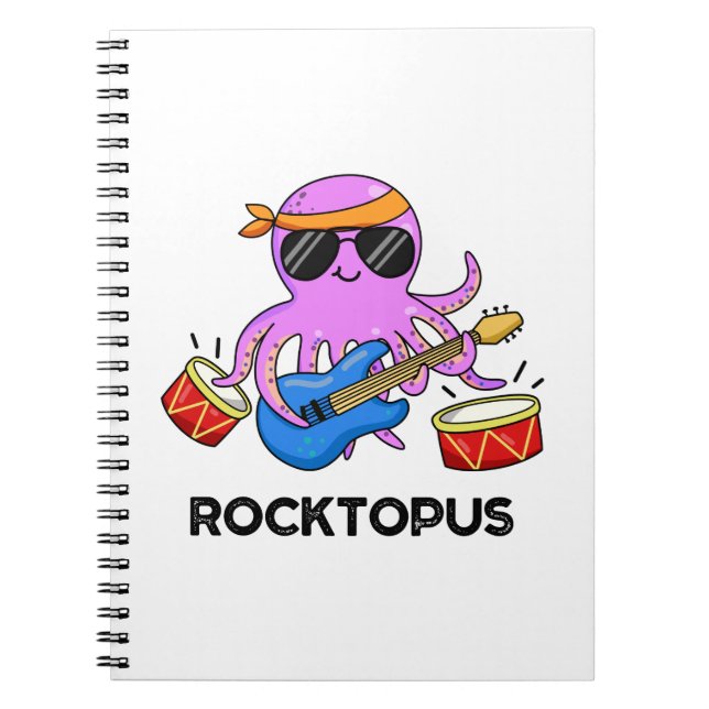 Caderno Espiral Rocktopus Punho de Banda de Rock de Polvo Engraçad (Frente)