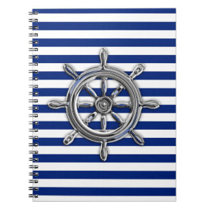 Caderno Espiral Roda Chrome Like em faixas náuticas