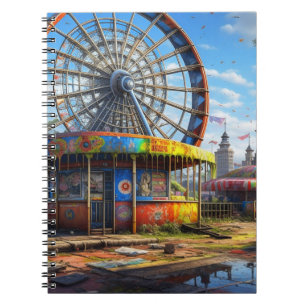 Caderno Espiral Roda gigante de parque de diversões abandonado Art