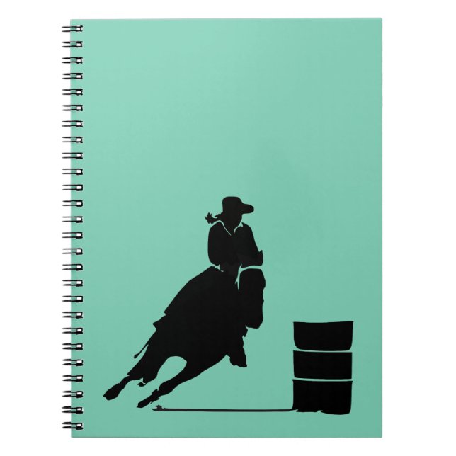 Caderno Espiral Rodeo Theme Cowgirl Barrel Racing Silhouette (Frente)