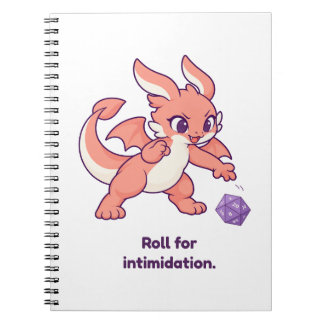 Caderno Espiral Rolar para Intimidação Dragão Fofo e D20