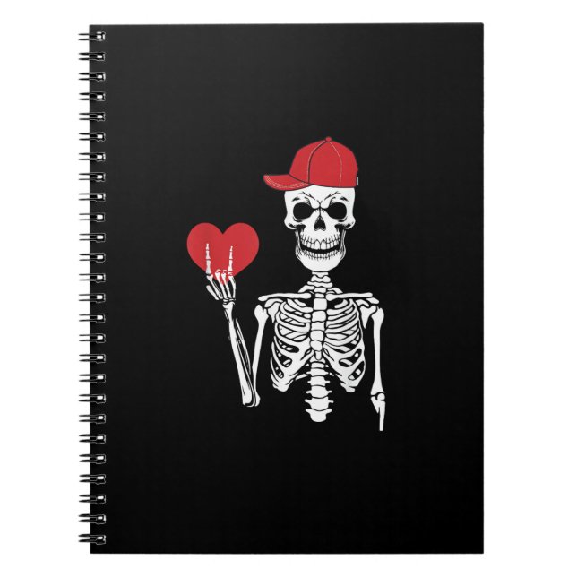 Caderno Espiral Roll Skeleton Mãos Cabeça Dia de os namorados (Frente)