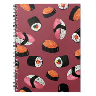 Caderno Espiral Rolos de Sushi Onigiri: Ilustração Transparente