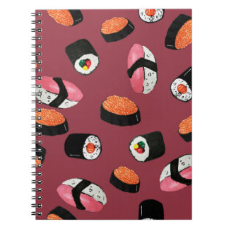 Caderno Espiral Rolos de Sushi Onigiri: Ilustração Transparente
