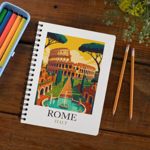 Caderno Espiral Roma Itália Coliseu Viagem Vintage