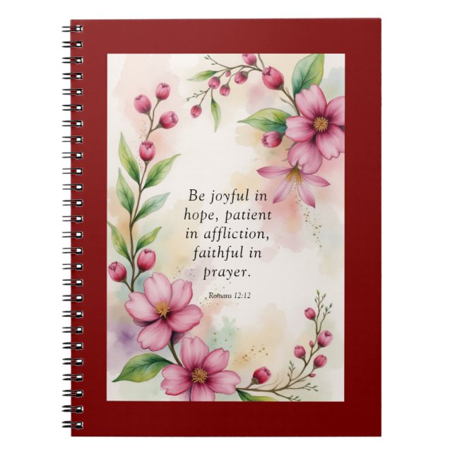 Caderno Espiral Romans 12:12 Custom Bible Verse (Frente)