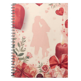 Caderno Espiral Romantic Couple Notebook Valentine Gift with Ros