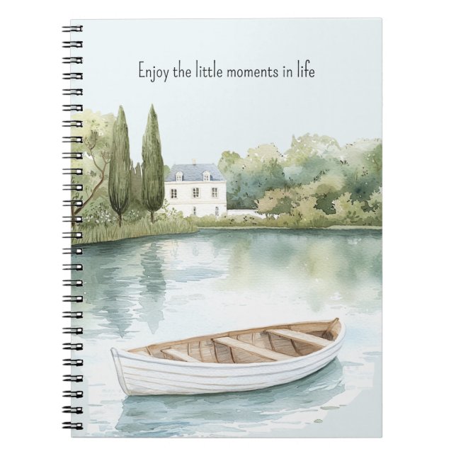 Caderno Espiral Romantic Lake Row Boat Enjoy Moments   (Frente)