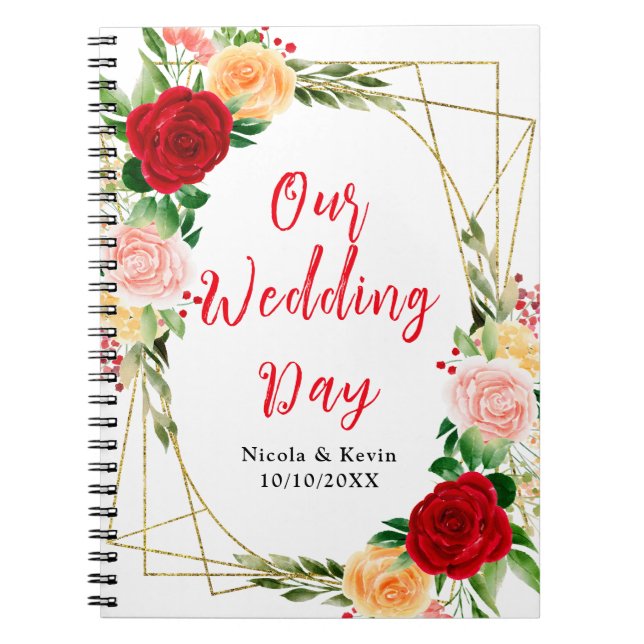 Caderno Espiral Romantic Red and Orange Roses (Frente)