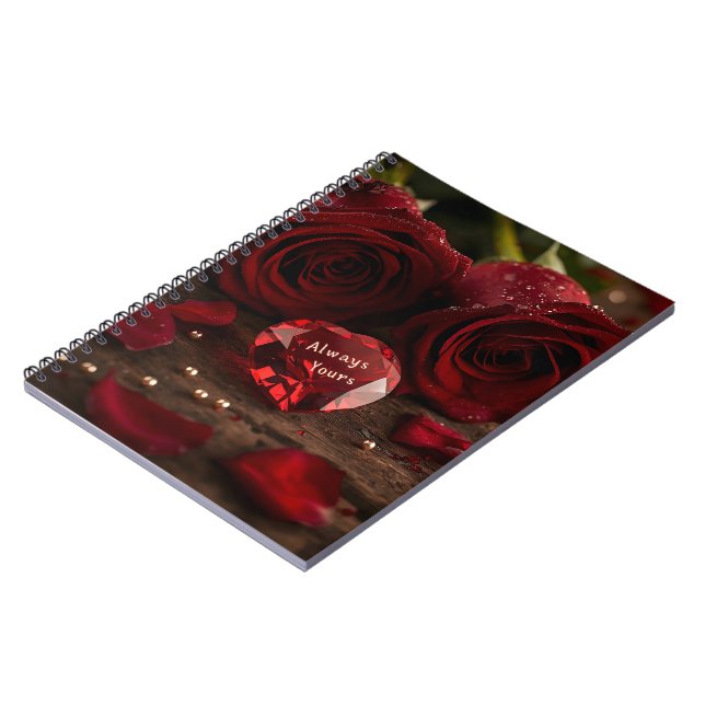 Caderno Espiral Romantic Red Rose Valentine Love Story Writing  (Left Side)