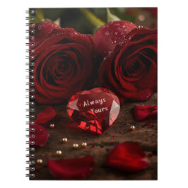 Caderno Espiral Romantic Red Rose Valentine Love Story Writing 
