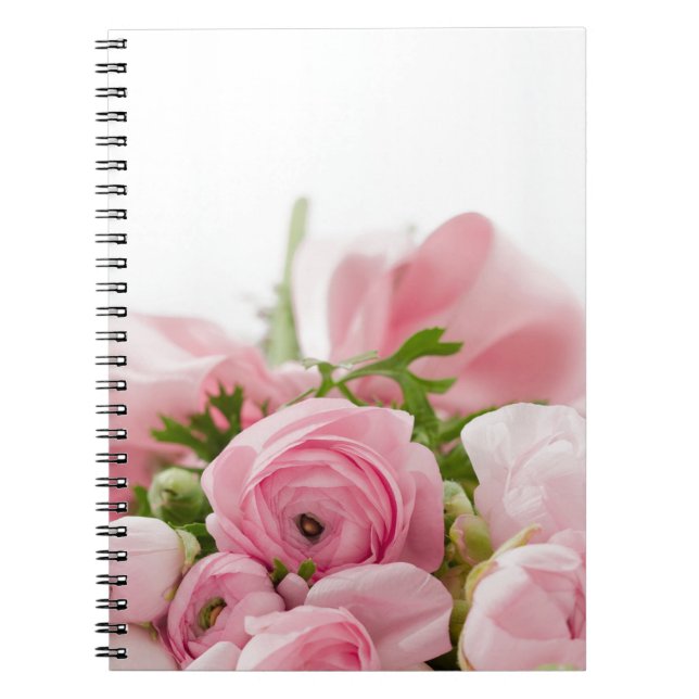 Caderno Espiral Romântico Casamento Adorava Buquê Flor Rosa Suave (Frente)