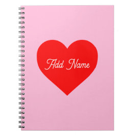 Caderno Espiral Romântico Vermelho Pastel Rosa Personalizado