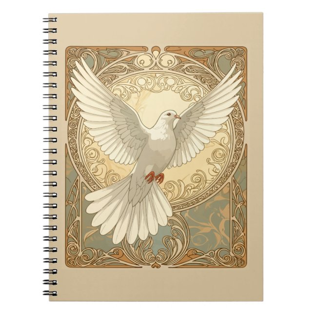 Caderno Espiral Rompante Pombo da Paz Nostálgico  (Frente)