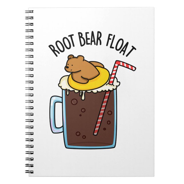 Caderno Espiral Root Bear Float Piada engraçada de Root Beer (Frente)