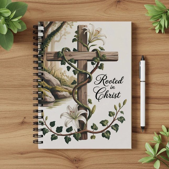 Caderno Espiral Rooted in Christ, Christian faith notebook  (Criador carregado)