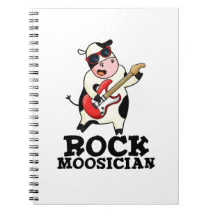 Caderno Espiral Roqueiro Moosician Vaca Engraçada Música Pun 