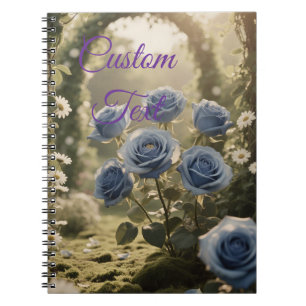 Caderno Espiral Rosa Azul Personalizado Amor - Floral do Eterno
