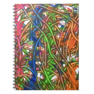 Caderno Espiral Rosa, Azul, Verde, Laranja, Obra de Arte com Efeit