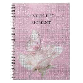 Caderno Espiral Rosa Bege Borboleta Brilho