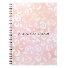 Caderno Espiral Rosa Bege Feminino Leopardo Animal Branco